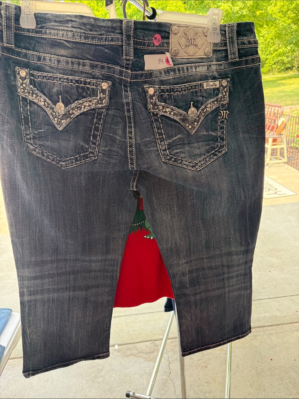 Miss Me Dark Blue Embellished Cropped Jeans - Picture 2 of 2